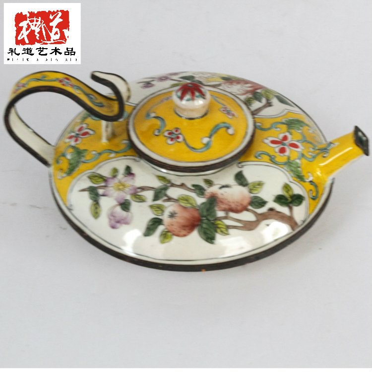 鄭州琺瑯扁壺工藝品 琺瑯扁壺古典家居裝飾擺件手工制作