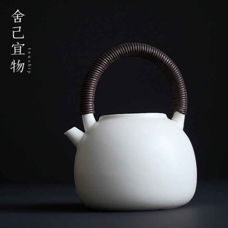 白陶煮茶壶苏打釉大号煮茶器电陶炉日式明火耐高温煮茶壶煮水壶