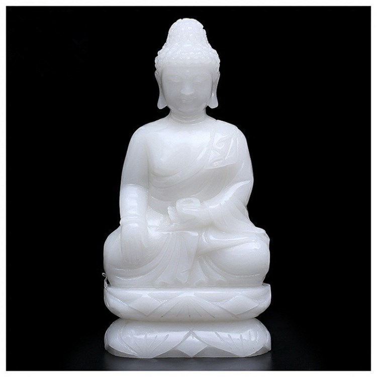 天然阿富汗白玉如來釋迦摩尼佛擺件開光白玉觀世音菩薩玉佛擺件