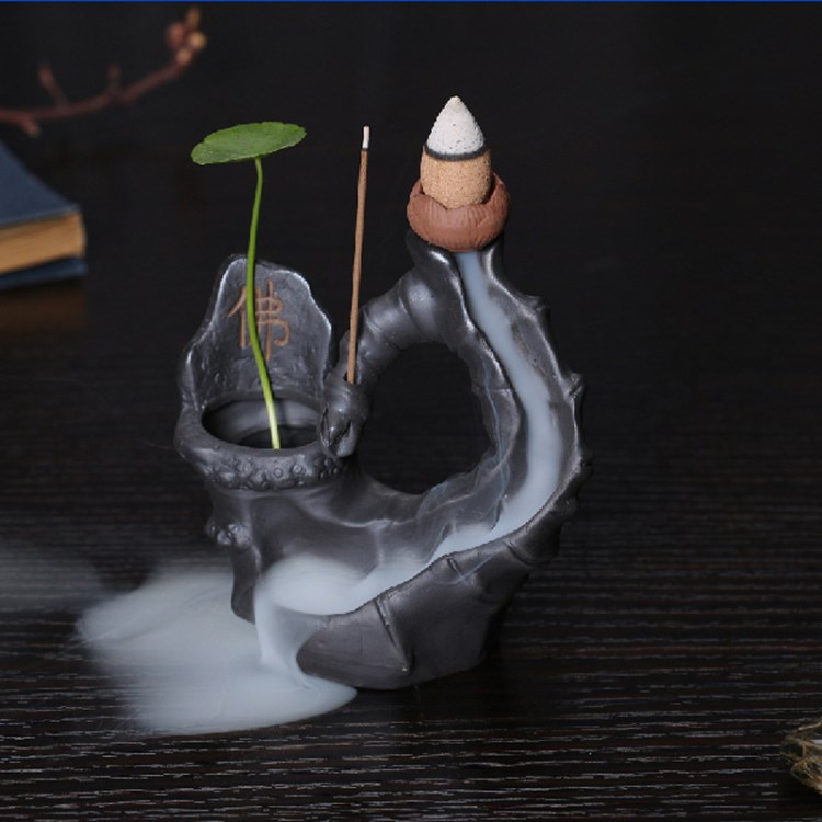 創(chuàng)意陶瓷紫砂陶倒流香爐高山流水工藝品擺件批發(fā)擺件