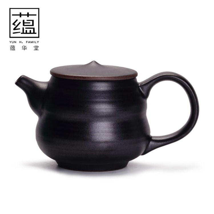 粗陶日式壺 陶瓷功夫茶具手工復古窯變手抓壺單壺泡茶壺黑陶茶壺