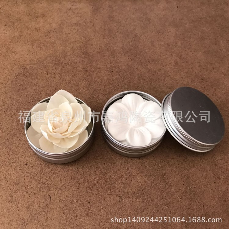 香熏產(chǎn)品石膏工藝品禮品加工定做 外貿(mào)通草花配馬口鐵盒