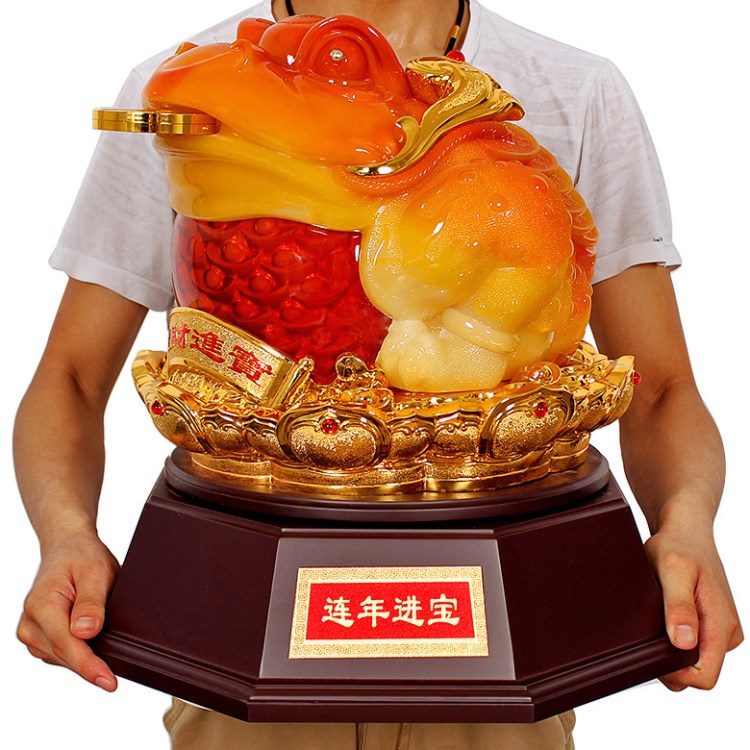 大號(hào)連年進(jìn)寶金蟾擺件聚財(cái)鎮(zhèn)宅風(fēng)水?dāng)[件樹脂仿玉工藝創(chuàng)意禮品擺件