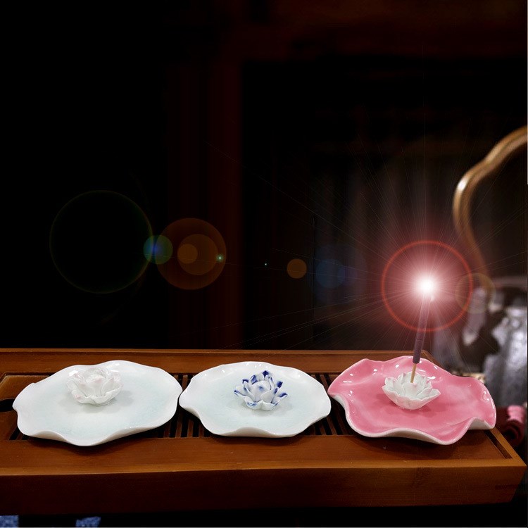 倒流香盤 陶瓷陶藝佛教用品 燭臺香插香道 蓮花碟