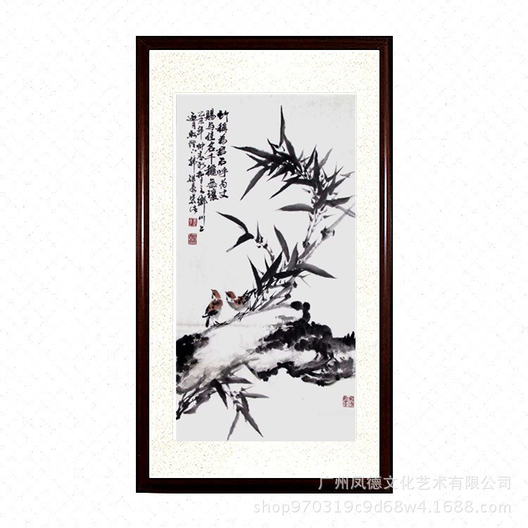 竹画竖副书法国画 花鸟真迹小品挂画装饰画手绘画水墨画中式画