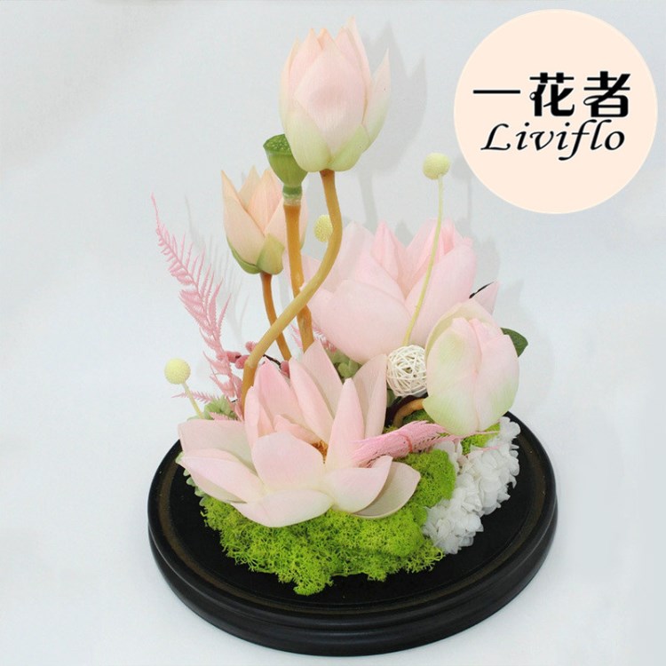 五朵莲花 保鲜花莲花工艺制品 永生花花艺制品