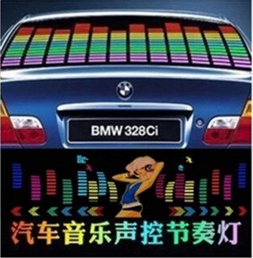 LED汽車(chē)?yán)涔馄魳?lè)節(jié)奏燈音樂(lè)聲控?zé)粢曨l節(jié)奏燈玻璃燈90*25CM