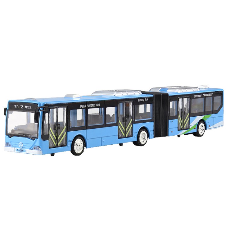 宝宝大巴士玩具车模型仿真双节客车合金开门回力小汽车公交车男孩