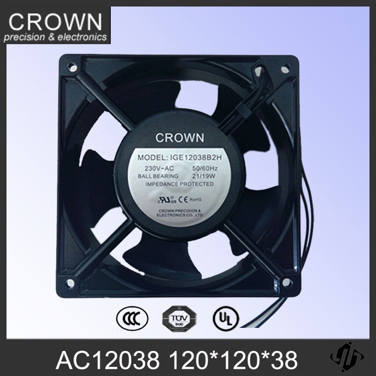 台湾crown机柜散热风扇 220v双滚珠12038散热风扇 微型轴流风扇