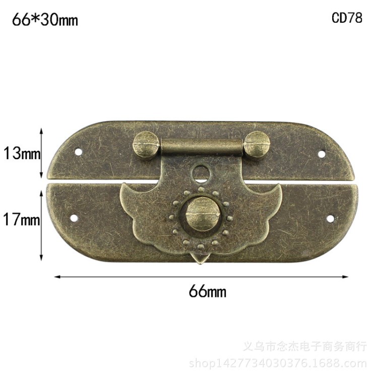 66*30mm首飾盒一字型木箱鉤扣酒盒禮品盒箱扣搭扣仿古鎖扣面板扣