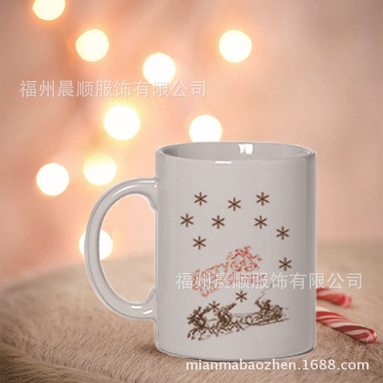 陶瓷杯子骨质瓷马克杯飘雪花白瓷小直筒茶杯牛奶咖啡杯子不带勺