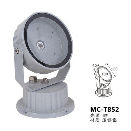 圓形led投光燈外殼6w12w小太陽投射燈套件七彩防水景觀廣場照樹燈