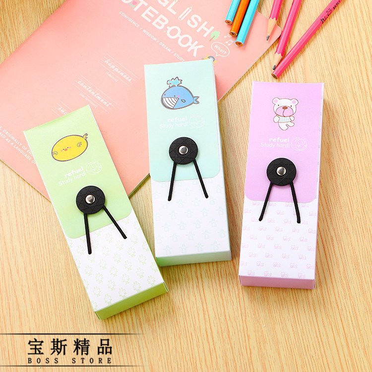 韓版創(chuàng)意卡通鉛筆盒 糖果色塑料文具盒 松緊帶筆盒筆袋 學(xué)生禮品