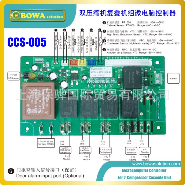 復疊機組微電腦控制器用于智能控制高低溫壓縮機啟停和低溫蒸發器