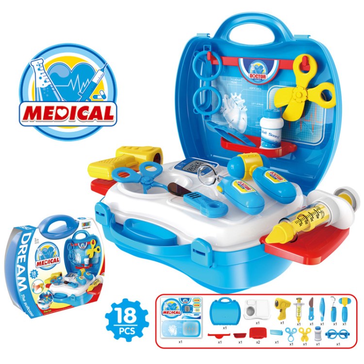 博娃過家家玩具 兒童醫具手提箱 帶燈光  Doctor Suitcase