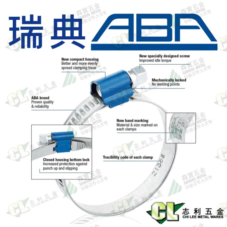 原裝 瑞典 ABA 藍(lán)帶喉碼 喉箍 251-282MM