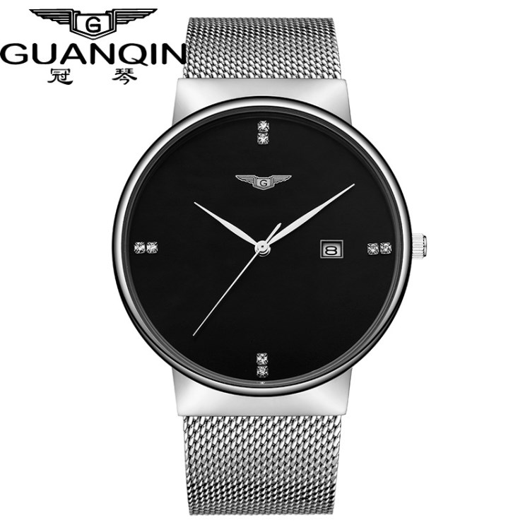 guanqin watch 2018 學(xué)生手表簡約 鋼帶休閑石英表 外貿(mào)防水手表