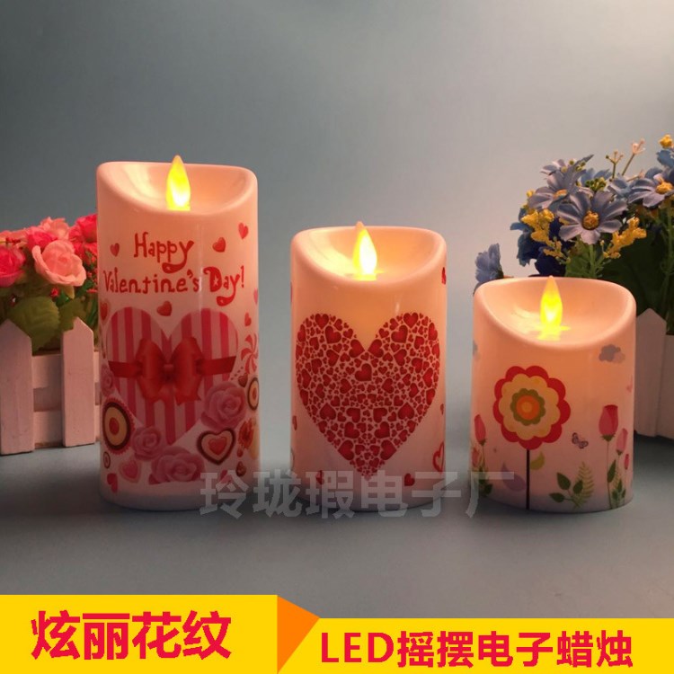 廠家直銷花紋led搖擺電子蠟燭 創(chuàng)意圣誕工藝仿真婚慶led電子蠟燭