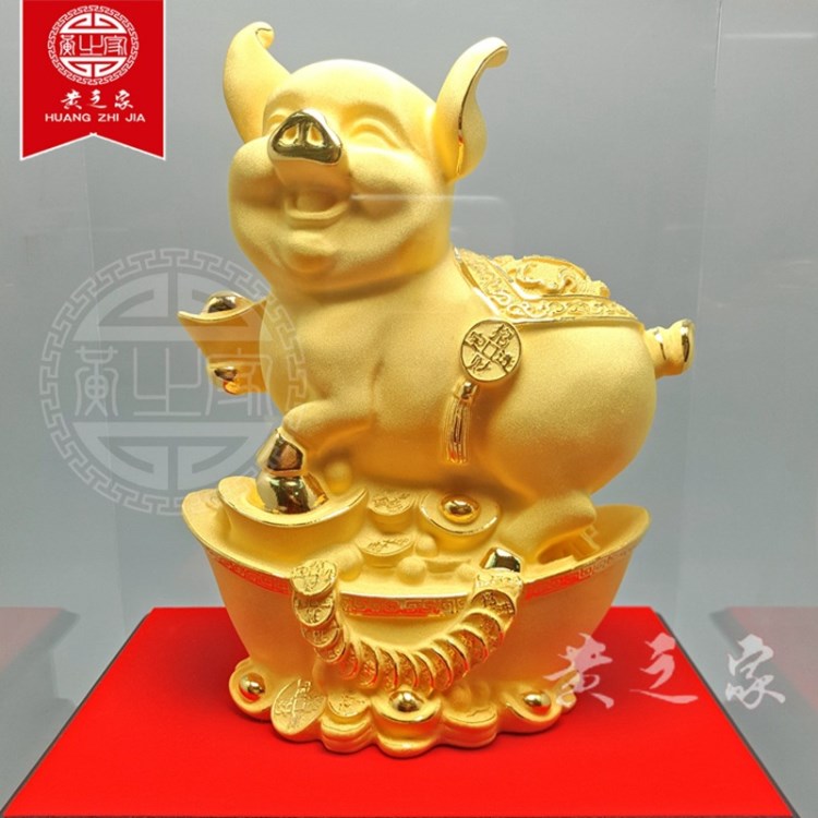 富足旺財(cái)大金豬擺件 絨沙金工藝品 電鑄足金開(kāi)業(yè)喬遷保險(xiǎn)會(huì)銷禮品