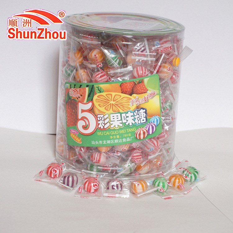 5彩果味彩色糖果780克瓶裝水果味廠家直銷一箱12瓶家庭裝