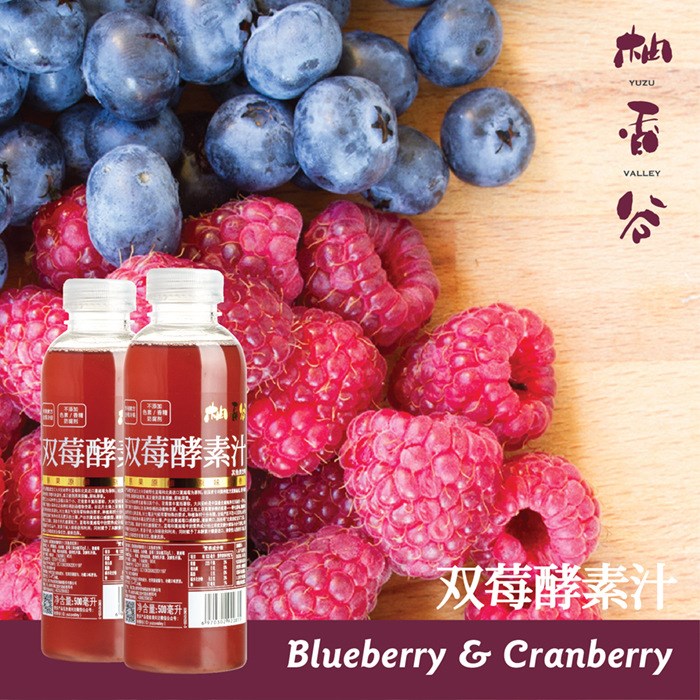 柚香谷雙莓酵素汁藍莓汁果蔬汁廠家直銷功能飲料酵素飲品500ml