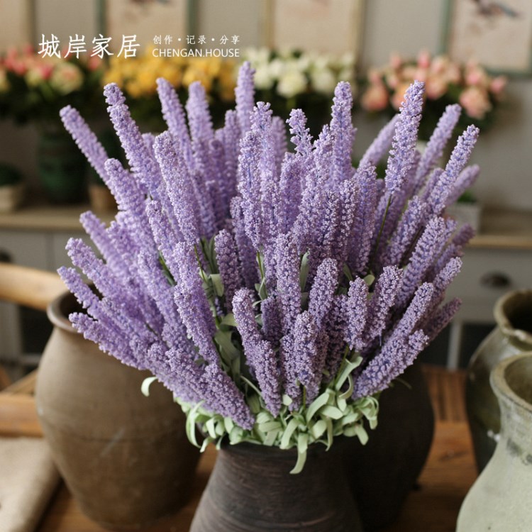 【城岸】 仿真花PE长穗薰衣草 假花塑料花装饰花仿真花批发