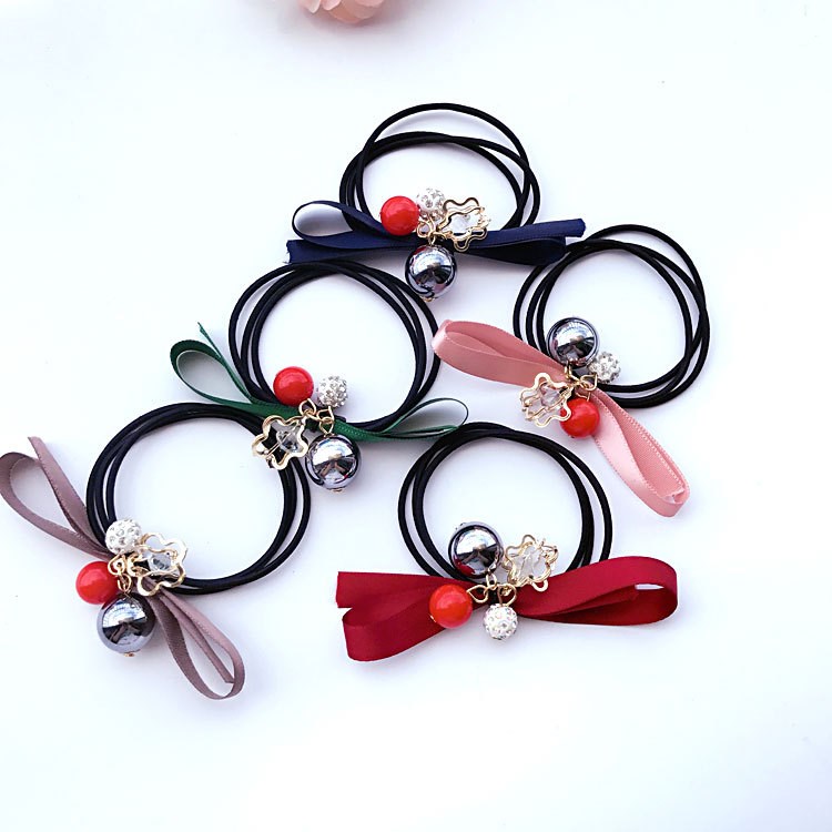 韓版新款中檔皮筋發圈發繩水鉆發飾扎頭橡皮筋實體店貨源批發直銷