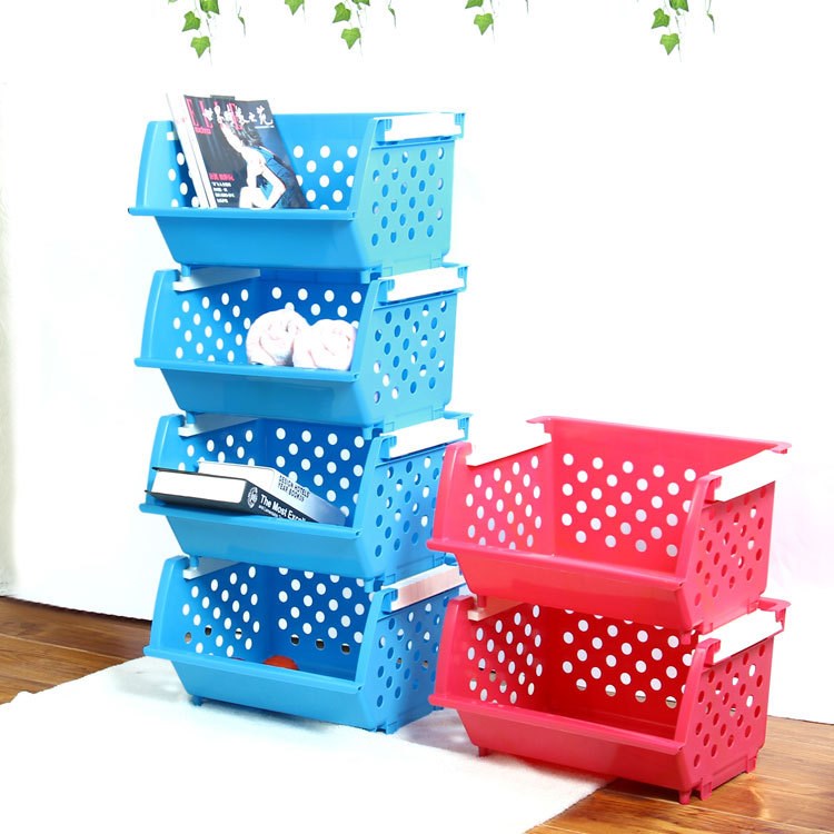 家居用品 厨房置物架塑料叠加收纳篮角落水果蔬菜客厅杂物储物架
