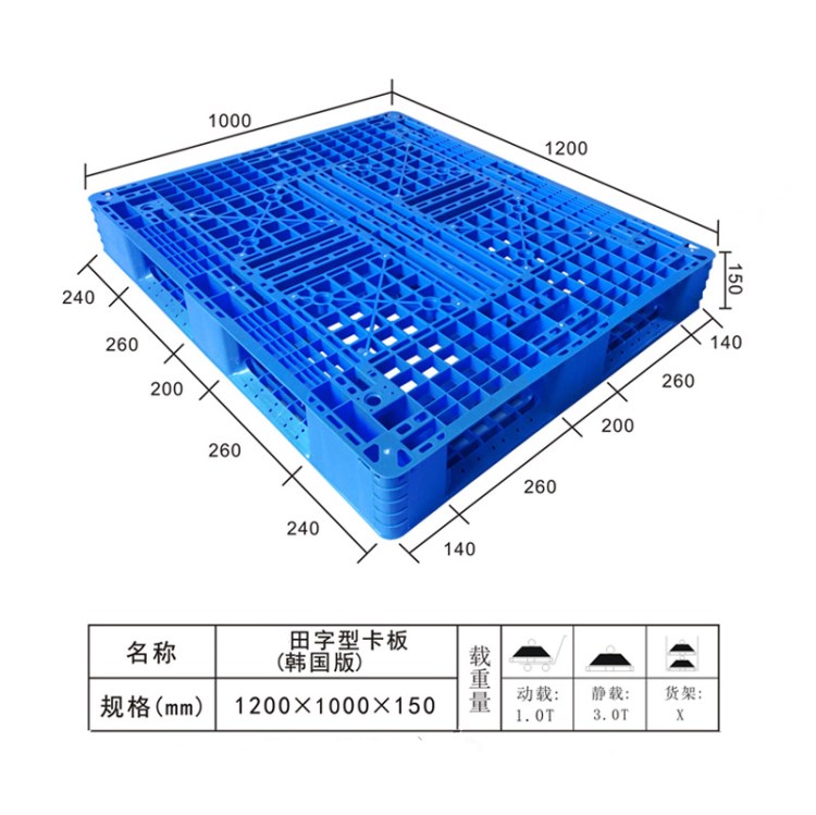 供應(yīng)1200*1000*150田字型卡板食品塑料托盤集裝箱塑膠棧板