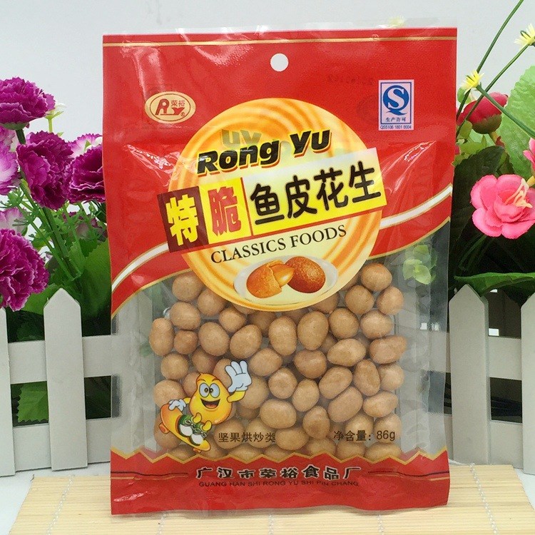 特色小吃特脆魚(yú)皮花生86g 辦公休閑小食品零食批發(fā)一件代發(fā)