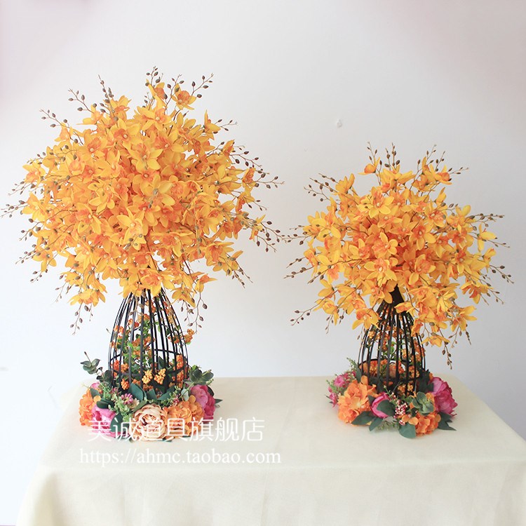 婚慶道具用品婚禮酒店賓館簽到臺餐桌櫥窗展示布景歐式蘭花主桌花