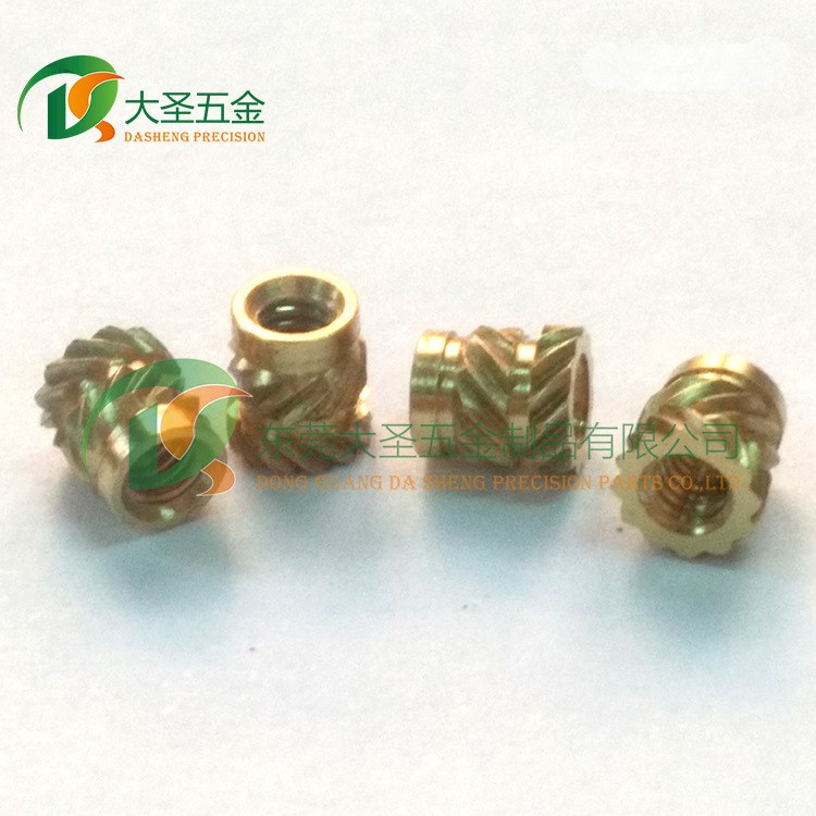 #4-40UNC 英制熱熔塑膠銅螺母 壓花銅鑲件 熱熔埋置螺絲，DS077