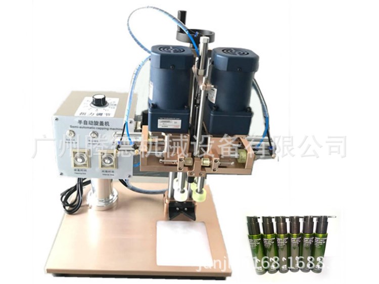 供應(yīng)泵頭半自動鎖蓋機旋蓋機擰蓋機 氣電四輪搓蓋機旋蓋緊效率高