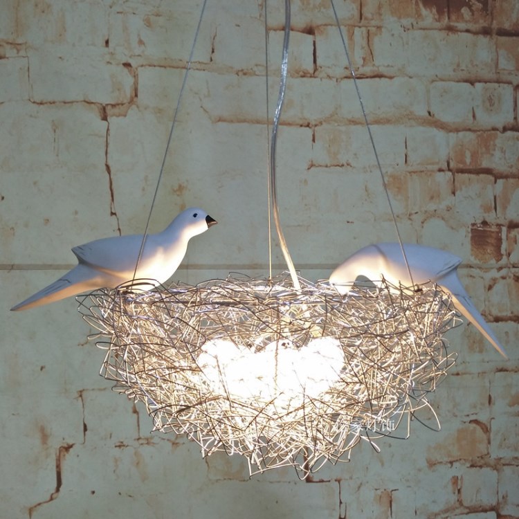 創(chuàng)意鳥巢吊燈led 鋁線鳥窩鳥蛋吊燈 北歐藝術(shù)兒童房餐廳書房吊燈