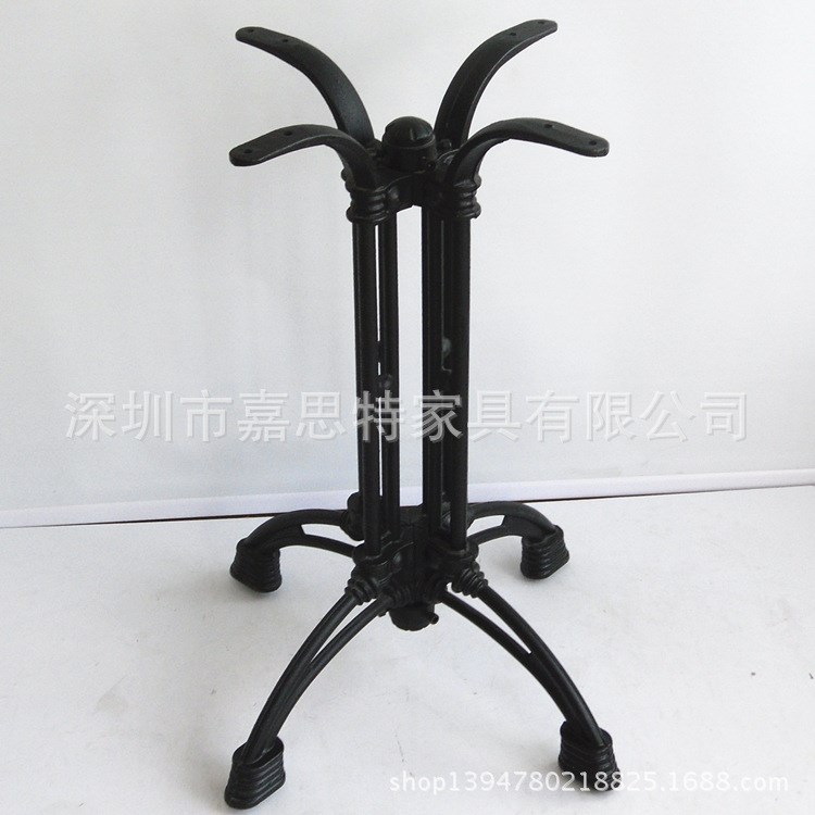 西餐廳餐桌腿 咖啡廳臺腳 四爪十字復(fù)古桌架鑄鐵桌腳 羅馬腳鐵藝