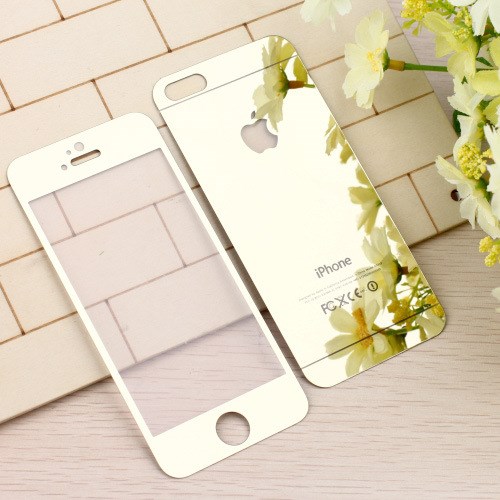 iPhone5S鋼化玻璃膜 彩膜 蘋果5SE 炫彩 鏡子膜 電鍍鏡面 前后膜