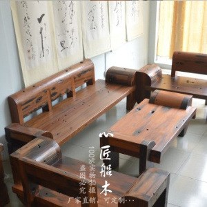 老船木家具/船木沙發(fā)/豪華船木沙發(fā)四件套/客廳會所/實木沙發(fā)