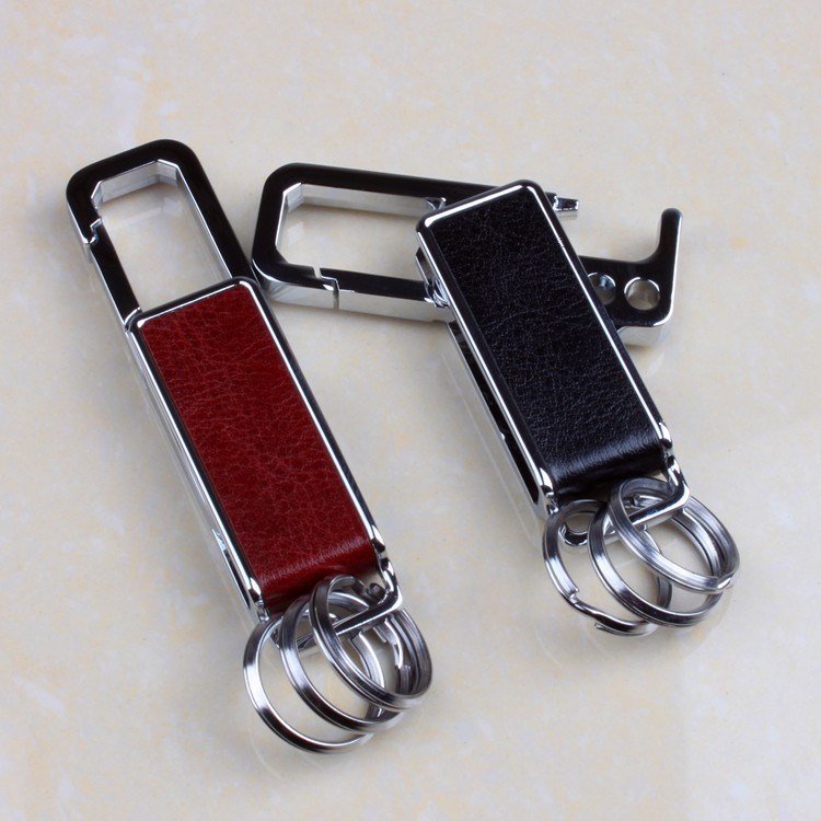 新款金屬皮面鑰匙扣 汽車鑰匙鏈 帶開瓶器 創意禮品0140A