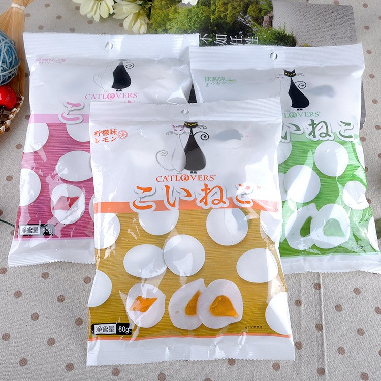  美食嘉情侣猫夹心棉花糖80g/袋 休闲儿童喜糖果零食品批发