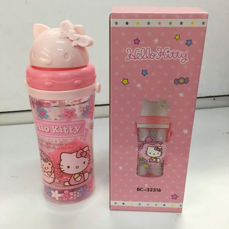 新款hello Kitty儿童塑料吸管杯KT儿童水杯凯蒂猫吸管水壶杯子