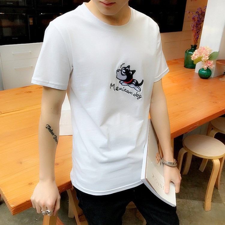 男士短袖t恤 學生圓領韓版半袖上衣服 潮流男裝夏季修身日系體恤