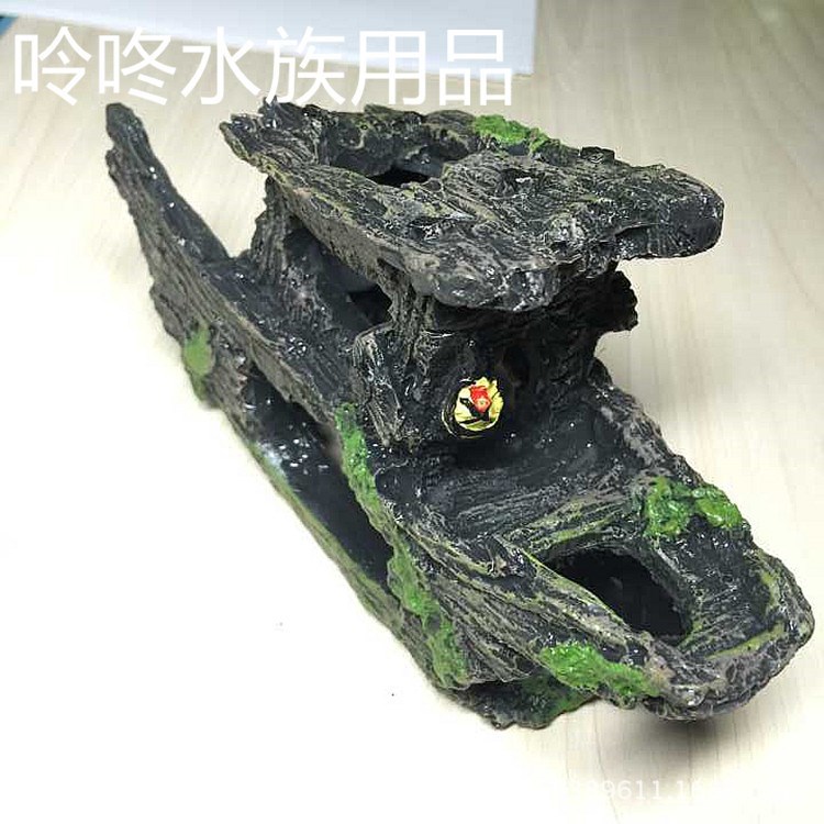 沉船殘骸漁船樹脂工藝品 魚缸擺件 水族箱裝飾品 外貿(mào)品供應(yīng)