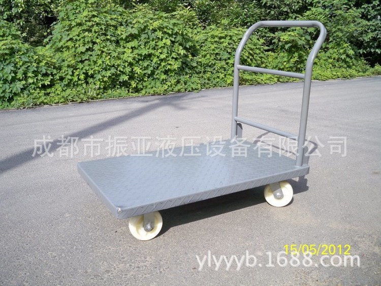 倉庫小拖車鋼板平板車推貨車鐵板拉貨車小推車折疊防滑搬運手推車