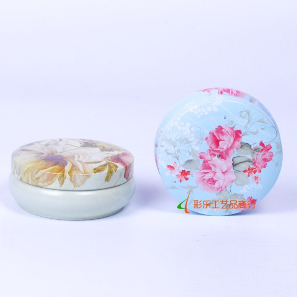 洛施花茶迷你馬卡龍?jiān)煨蛨A扁形鐵盒 小號(hào)花茶茶葉罐包裝盒圓罐