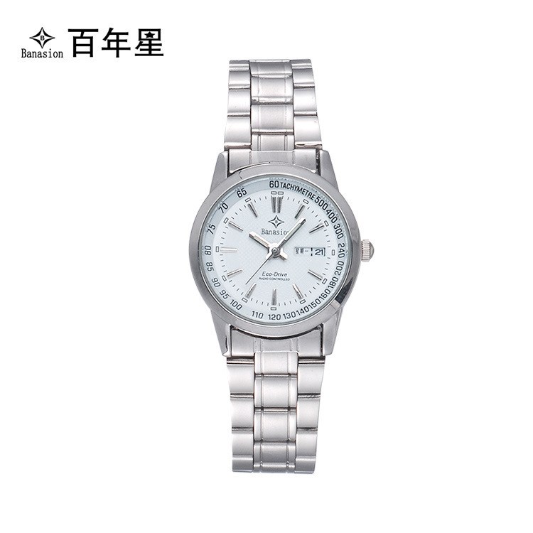 地攤手表 百年星手表 BOLLES光動能健康表 深度防水 白色 G1903B