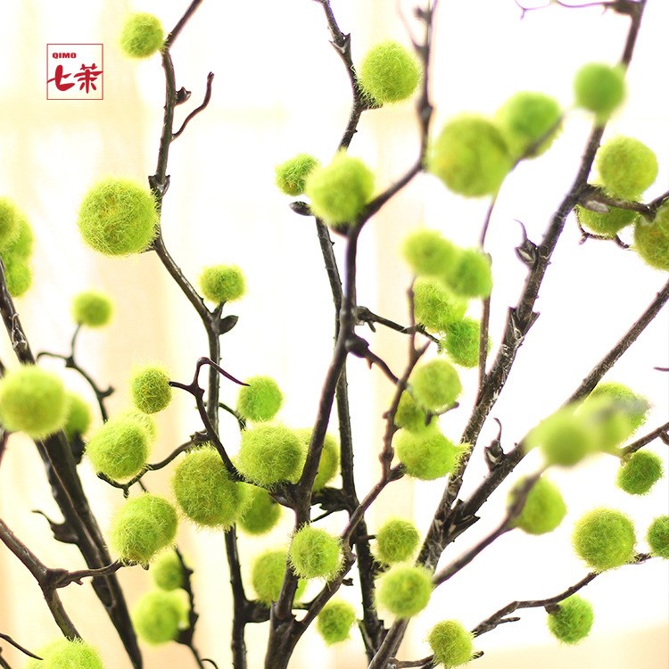 仿真植物假話綠植毛毛果插花臥室客廳裝飾毛絨花地面桌面