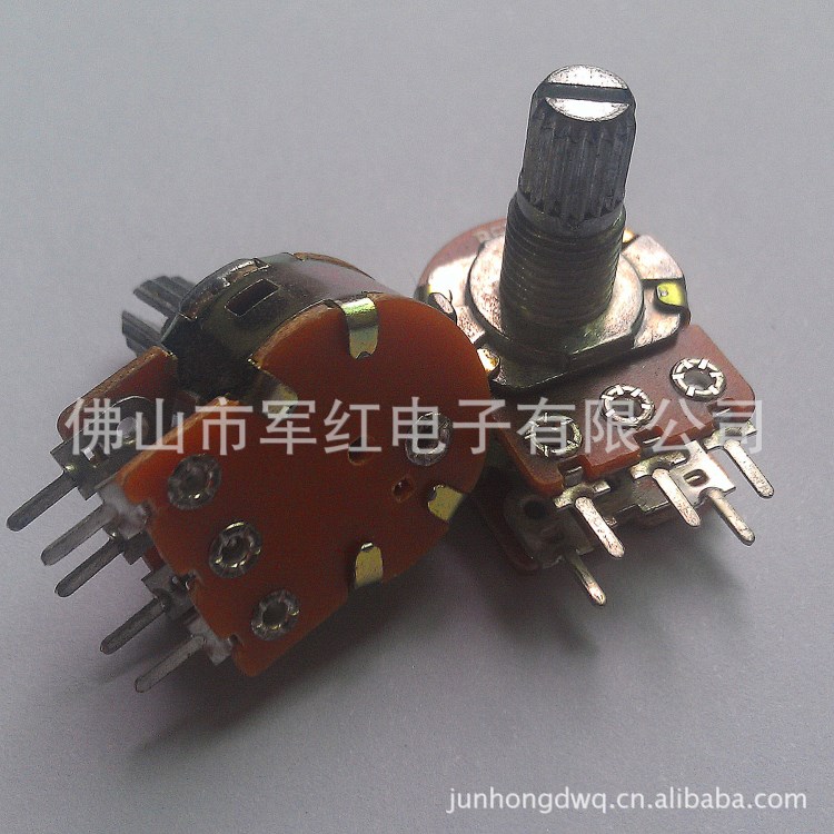 wh148B50K-15mm 金屬軸 帶開關(guān)雙排五腳電位器 廠家直銷