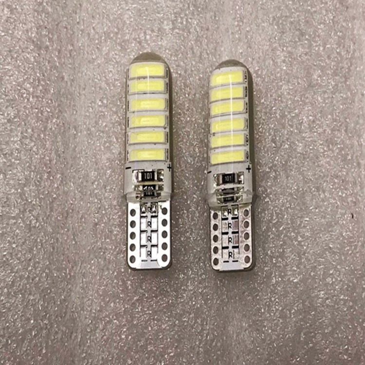 新款汽車LED示寬燈 硅膠 T10 7020 10SMD 改裝摩托車牌照燈W5W