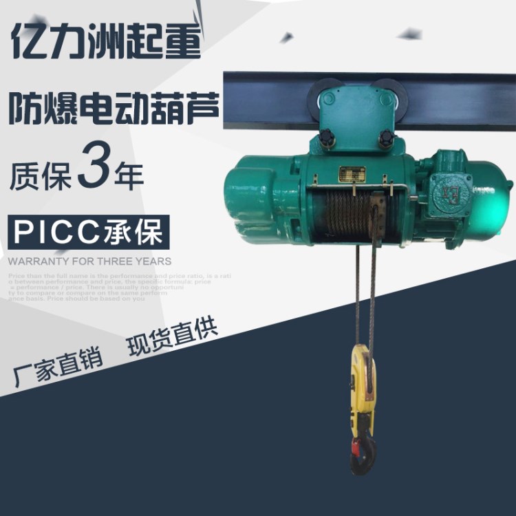 BCD3級防爆鋼絲繩電動葫蘆/運行式鋼絲繩電葫蘆/0.5噸*6米9米12M