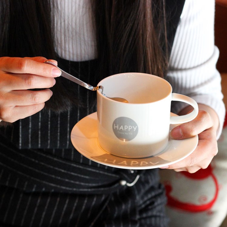 创意北欧咖啡杯套装 卡通陶瓷杯 简约办公室马克杯水杯茶杯带勺